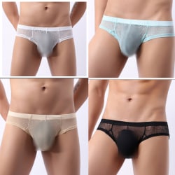 4st Sexiga byxor för män med låg midja Andningsbara trosor Underkläder S