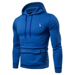Enfärgad tröja för män hoodie med långa ärmar varma toppar Light Blue 2XL