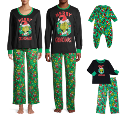 Matchande familj julpyjamas Grinch kostym sovkläder set Baby 6-12M
