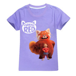Turning Red Print T-Shirt Kortärmad Sommar Toppar för Kids Girl Purple 11-12 Years =EU 146-152