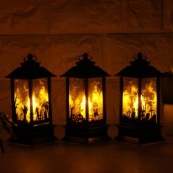 Halloween Heminredning Rekvisita Lampor LED Flame Lights Presenter Castle