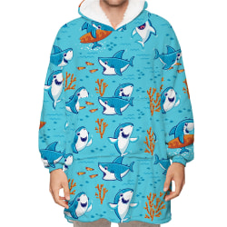 Filt Huva Oversized Pullover Fleece Comfy för män kvinnor shark One size