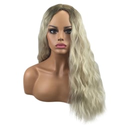 Blond peruk för kvinnor Långvågiga lockiga peruker Syntet hårmode Blond 70cm