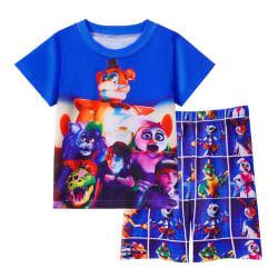 Fem nätter på Freddy's Pyjamas Set Kids Boy Girl Shirt Shorts Blå 4-5 år = EU 98-110