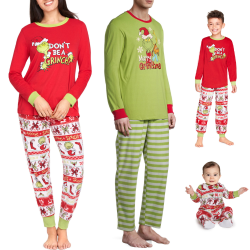 Julpyjamas Pappa Mamma Barn Grinch 2-delad Pyjamas Sovkläder Baby 18-24M