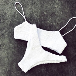 Sexiga kvinnor Crinkle Strappy Bikini Set Push Up Badkläder Baddräkt White L