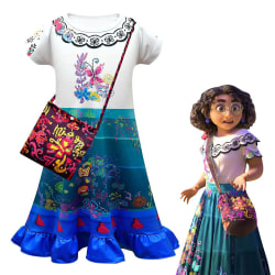 Encanto Mirabel Cosplay Costumes Kids Girl Dress with Bag Set 7-8 Years = EU 122-128