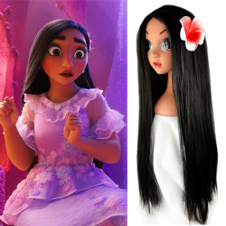 Encanto lsabella svart hår långa raka peruker för barn dam