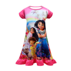 Magic tecknad kjol Pyjamas Ruffle Baby Girls Princess Dress rose Red 130cm