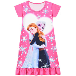 Frozen Elsa Anna Nattlinne Barnklänning Pyjamas Sovkläder Nattlinne #3 Rose Red 5-6 Years =EU 110-116