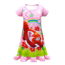 Nattlinne Pyjamas Klänning för barn Flickor Sovkläder Nighty Nighty Rosa Turning Red Red Panda 7-8 år = EU 122-128