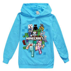 Minecraft printed hoodie långärmad huvtröja för barn Light blue 150cm