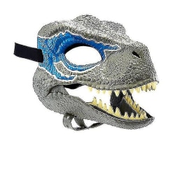Dinosauriemask med öppningskäke, ögon- och näsöppningar och säker rem V_y blue