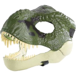 Dinosauriemask med öppningskäke, Dino-mask för barn Vuxen, kostym och rollspelspresent till Carnival Halloween Cosplay Party Green