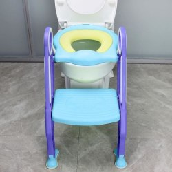 YRHOME Toalett Fällbar barntoalett med trappor Höjdjusterbar toalett med PU-matta och handtagstoalett