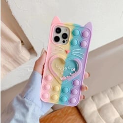Love Cat Pop it Fidget Skal iPhone 11 - Rainbow