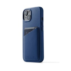 Mujjo iPhone 14 Cover Kortholder Fuld Læder - Monaco blå