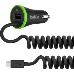 Belkin Car Charger Single Usb Port With Coiled Micro Usb Connect