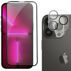 [2-PACK] iPhone 14 Pro • Härdat glas • Kameralinsskydd • Svart
