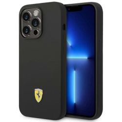 Ferrari iPhone 14 Pro -kotelo silikonimetallilogo - musta