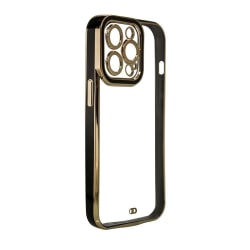 iPhone 13 Pro Cover Fashion Gold Frame Gel - Sort