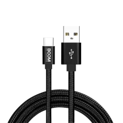 BOOM - Nylon USB-C Kabel, 2.1A, 2M - Svart Svart
