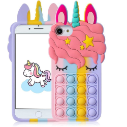 Unicorn Pop it fidget cover til iPhone 7/8 / SE 2020 - Rainbow