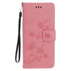 Imprint Leather Wallet Case iPhone 12 Mini - Pink
