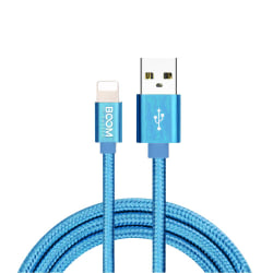 BOOM - Nylon USB till Lightning Kabel, 2.1A, 2M - Blå Blå