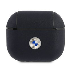 BMW Äkta Läder Silver Logo Skal Airpods 3 - Marinblå