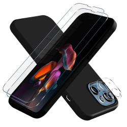 iPhone 13 [5-PACK] 1 X Skal - 2 X Linsskydd - 2 X Härdat Glas - Svart