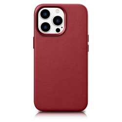 iCarer iPhone 14 Pro Max -kotelo Magsafe aitoa nahkaa - punainen