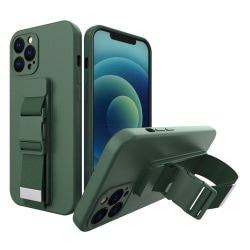 Rope Gel Airbag Skal Med Lanyard iPhone 11 Pro Max - Mörk Grön Grön