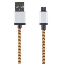 STREETZ USB-synk-/laddarkabel, tygklädd, USB Micro, 2m, orange