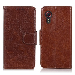 Nappa aitoa nahkaa oleva lompakkokotelo Samsung Galaxy XCover 5 - ruskea Brown