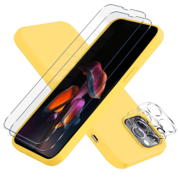 iPhone 13 Pro Max [5-PACK] 1 X Skal - 2 X Linsskydd - 2 X Härdat Gul