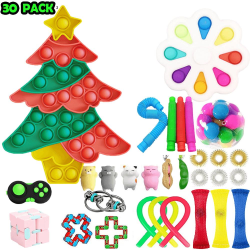 Fidget-legetøjssæt med 30 stk. Pop it-sanselegetøj til voksne og børn jul