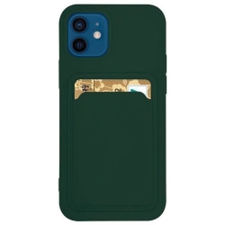 Silicone Korthållare Skal iPhone 12 Pro - Mörkgrön Grön