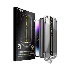LIVSTIDSGARANTI - BOOM iPhone 14 Pro Privacy Härdat Glas - 2 Pac