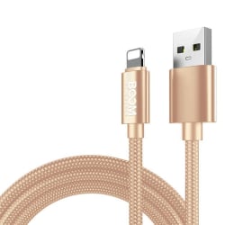 BOOM - Nylon USB till Lightning Kabel, 2.1A, 3M - Gold