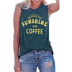 Sunshine and Coffee Tank Casual Summer Graphic Tank Tops för