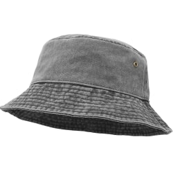 UltraKey Bucket Hat, Bred Brättad Tvättad Denim Bomull Utomhussol