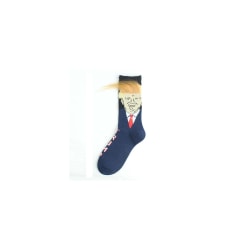 Ett eller sex par Trump-strumpor med falskt hår 1 par strumpor mörkblått-gult hår