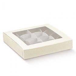 Choklad/Pralin box- Antique white Pelle Vit