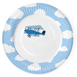 Little Plane Desserttallrikar 18cm - PartyDeco Blå