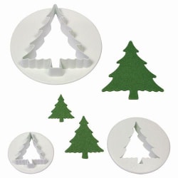 PLASTIC CUTTERS - CHRISTMAS TREE- Julgranar Utstickare PME Silver