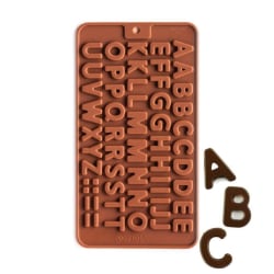 Chokladform i Silikon Bokstäver Alfabetet SIlikonform Pralinform Brun