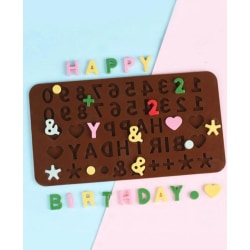 Chokladform i Silikon Siffror Happy Birthday SIlikonform Pralinf multifärg