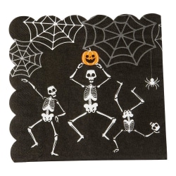 Skelett Servetter Halloween 16-pack Svart