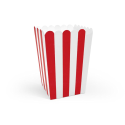 Popcornboxar Röd-Vita Randiga Lådor Askar Snackslådor 6-Pack Röd